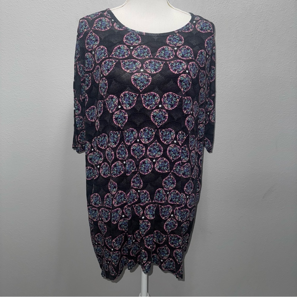 LuLaRoe Black Mint Pink Mint Women’s M Scoop Neck Short Sleeve Shirt Dress - Picture 1 of 9
